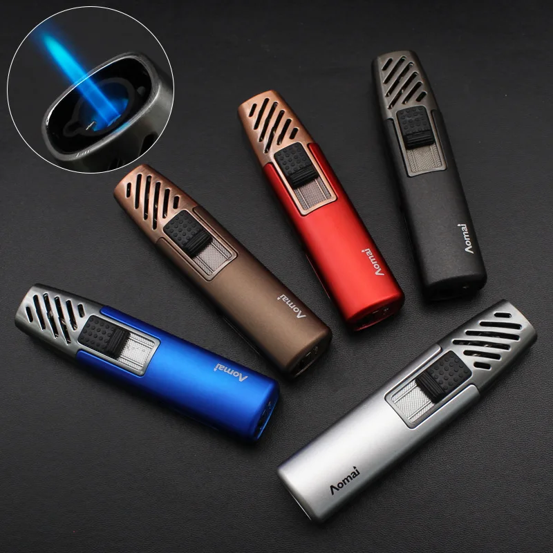 

Compact Pen style Windproof Blue Flame Welding Gun Butane Gas Torch Lighter Visible Gas Window Outdoor Portable Cigar Lighters