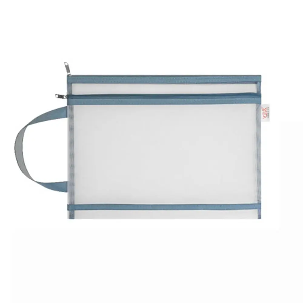 

A4/A5 Storage Pouch Zipper Mesh Document Storage Bag with Handle Double-Layer Pencil Bag for School Office Games