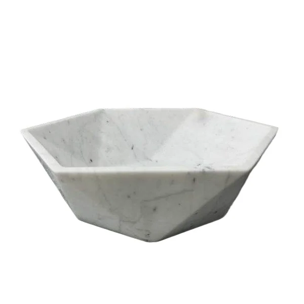 Natural stone Carrara white stage art basin hexagonal wash basin