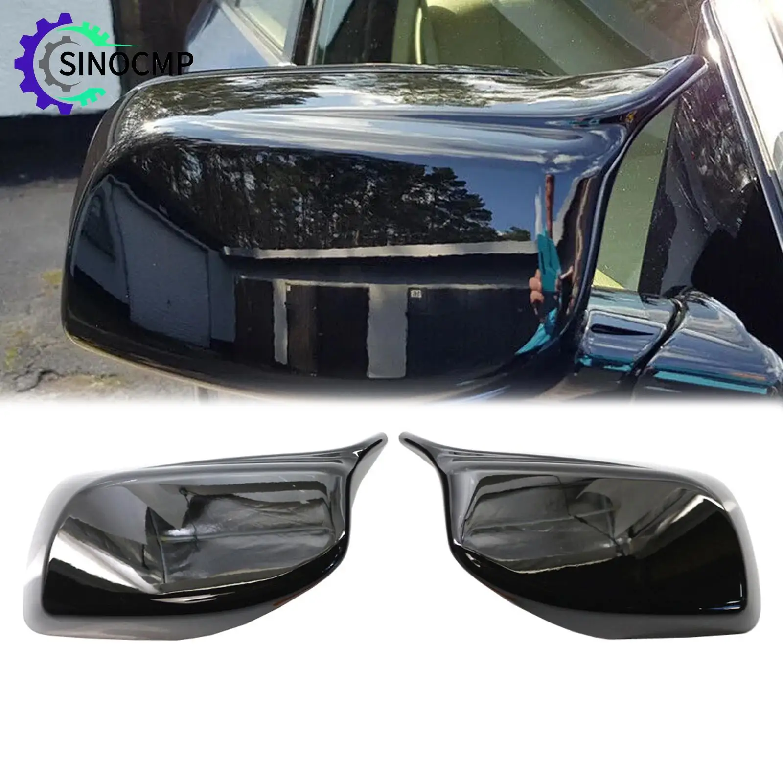 

2 шт. колпачки для зеркал заднего крыла 51167078359 51167078360 для BMW 5 серии E60 E61 E63 E64 03-07 глянцевые черные чехлы для автомобильных зеркал