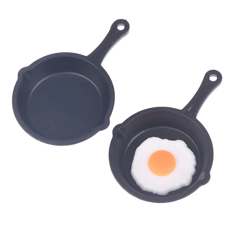 1pc 1:12 Dollhouse Miniature Plastic Frying Egg Pans for Dolls House Cooking Ware Play Kitchen Toy Accessories