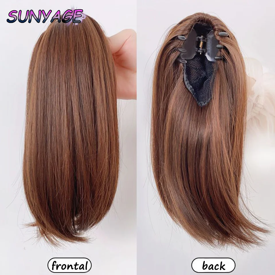 SUNYAGE Synthetic Short Straight Claw Clip In Ponytail Cute Girls Hair Heat Resistant Black Gray Red Extensions Wig Hairpiece