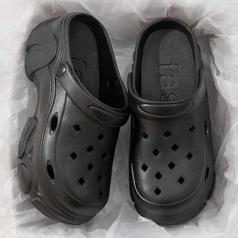 Women's Shoes 7cm Thick-Soled Sandals Casual Korean High-Quality Garden Shoes Unique Non-Slip Beach Shoes Fashionable Hollow Shoes