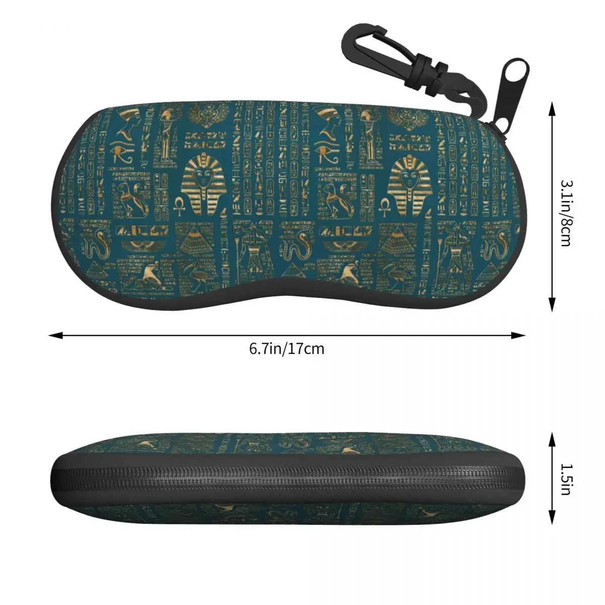 Custom Egyptian Hieroglyphs And Deities Shell Glasses Case Unisex Ancient Egypt Pharaoh Eyeglasses Case Sunglasses Protector Box