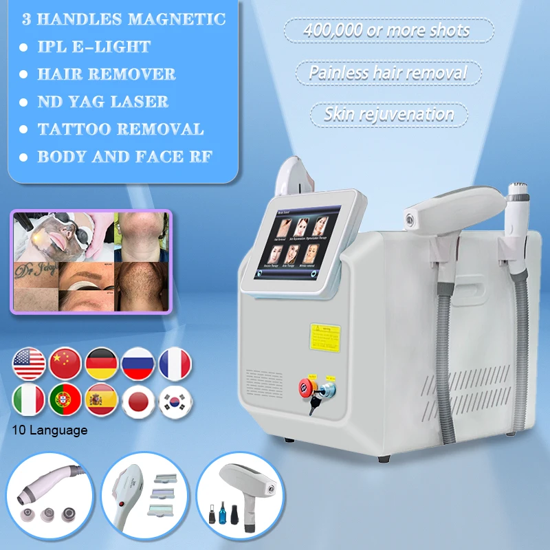 Multifunctional 3 in 1 E-light IPL 360 megneto Hair Removal Tattoo Removal Skin Rejuvenation RF facial body lift Beauty Machine