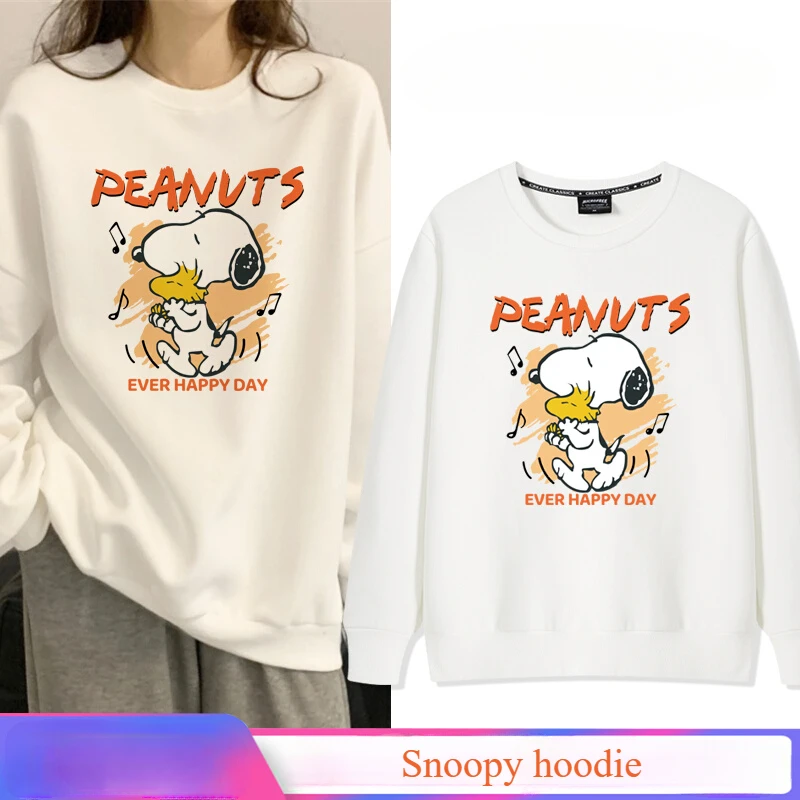 Snoopy Crew Neck Hatless White Sweater Women\'s Early Autumn New Wide Long Sleeve Top y2k  women clothing  tops  y2k top  kawaii