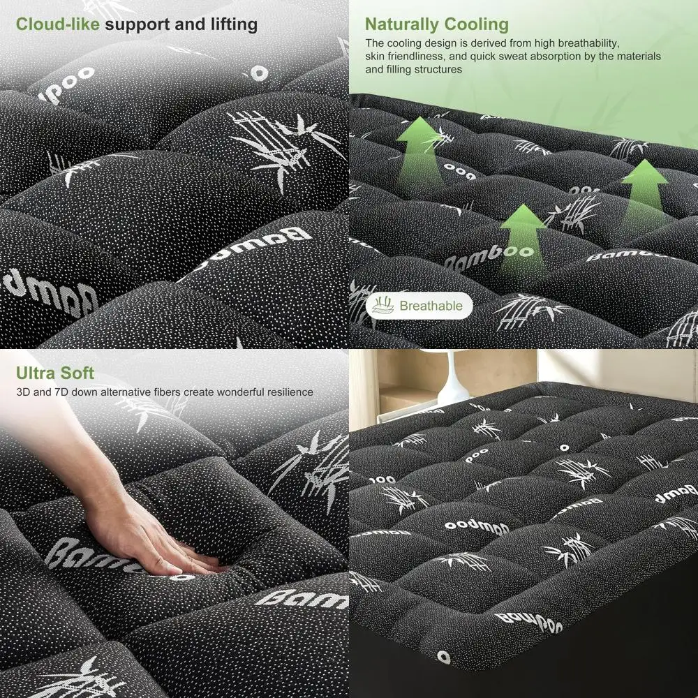 

Топпер для матраса размера Queen, вискоза, отправлен из бамбука, мягкая толстая подушка, наматрасник для боли в спине, охлаждающий матрас