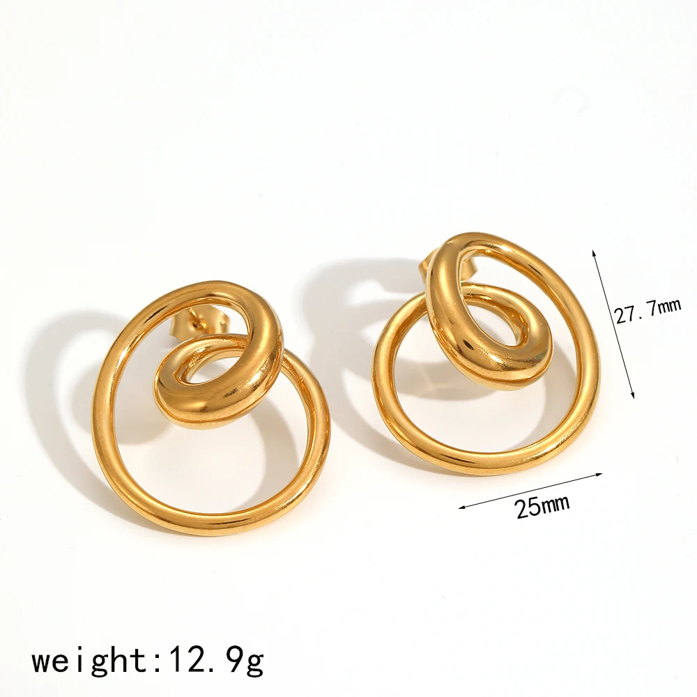 Edelstahl-Charm-Spiral-Creolen, glattes Metall, hochwertig, poliert, wasserdichter Schmuck – Detail 7
