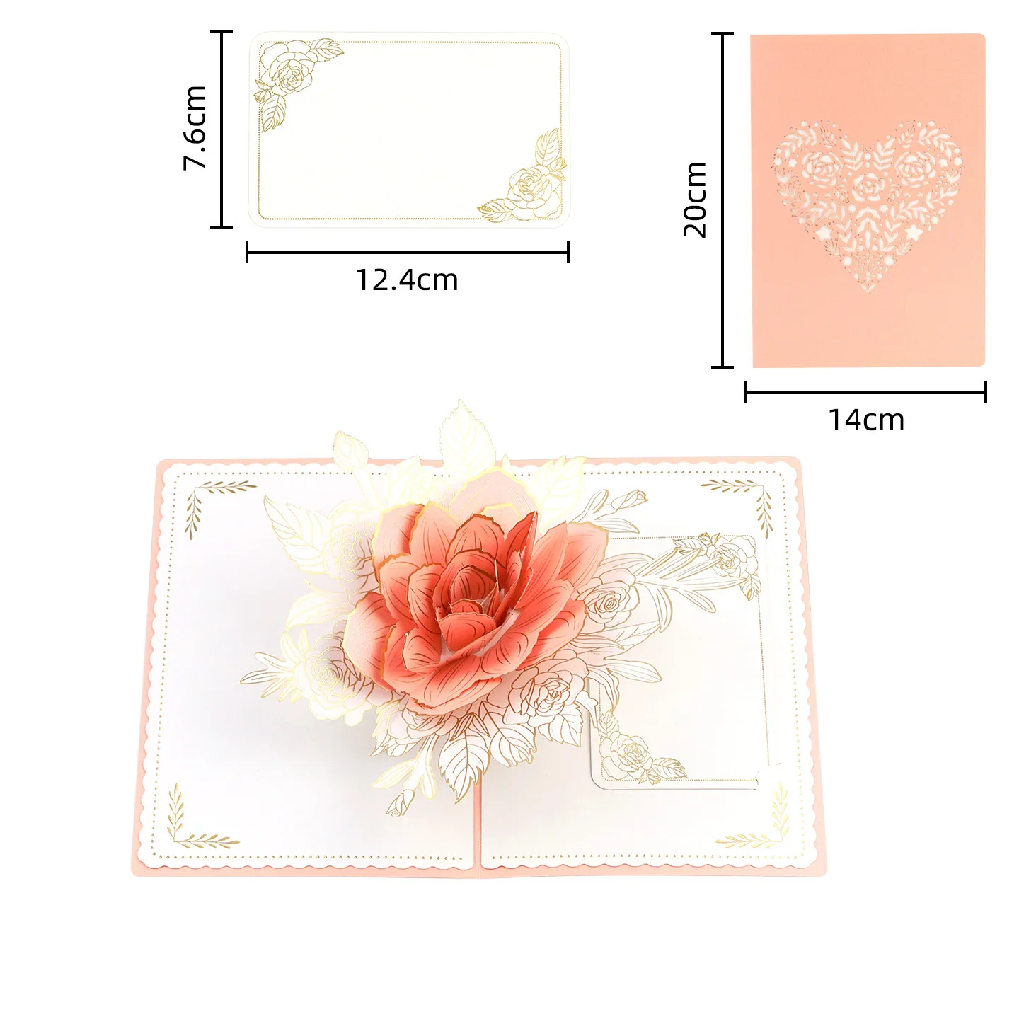 Valentine's Day 3D Pop-Up Greeting Cards Paper-Cut Postcards New Rose Designs Rotating Roses Can Hold Rings and Surprise Cards