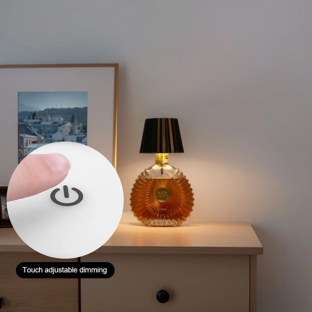 

Металлическая лампа для бутылок с регулируемой яркостью, перезаряжаемая лампа для бутылок вина с сенсорным управлением, портативная беспроводная настольная лампа для семейного ресторана и бара