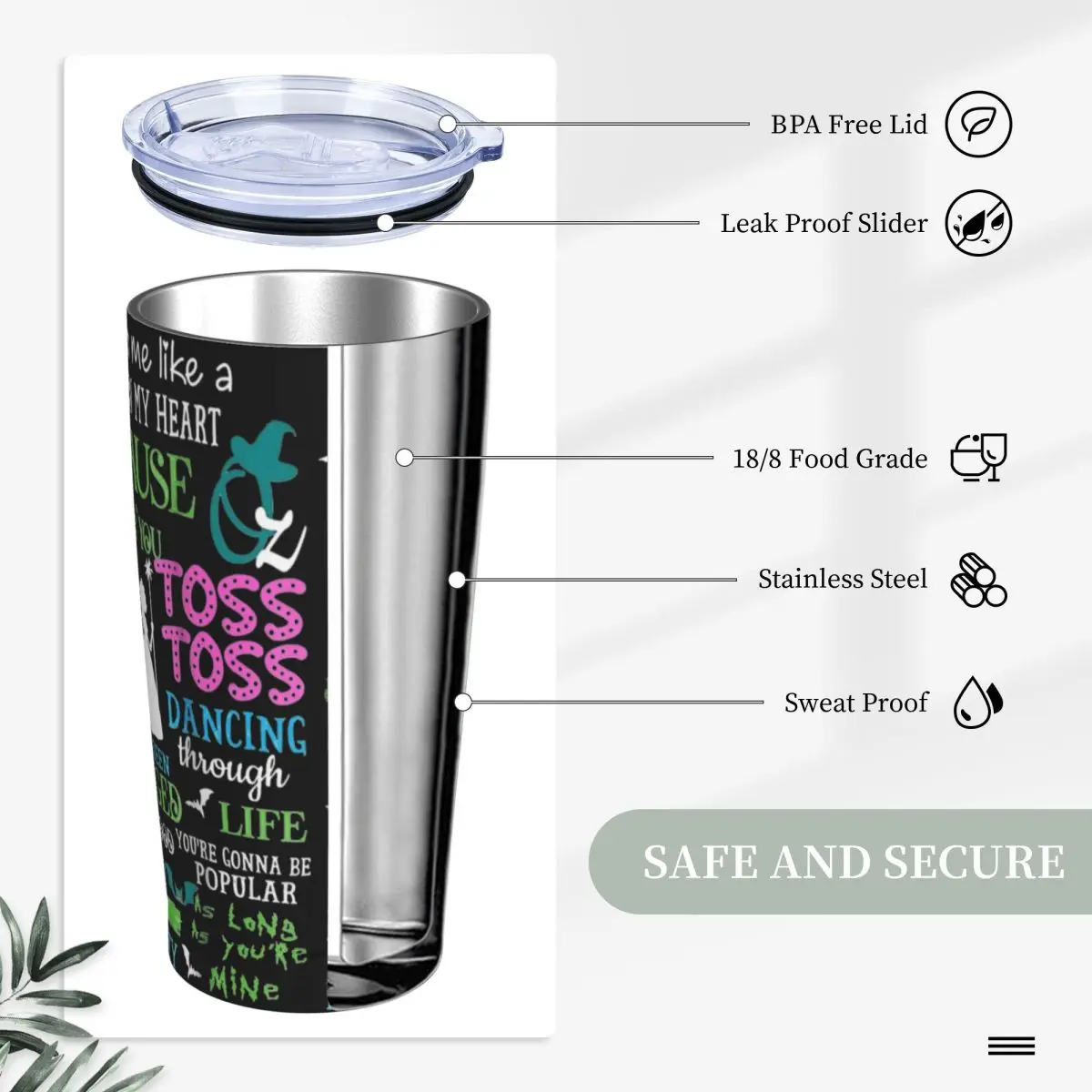 Halloween Wicked Musical Movie 2024 Insulated Tumbler with Lid Vacuum Coffee Mugs Double Wall Car Bottle Cup 20oz