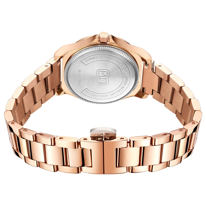 Mini Focus MF0308L Fashion Women Dress Watches Luxury Blue Solid Stainless Steel Waterproof Ladies Quartz Watch