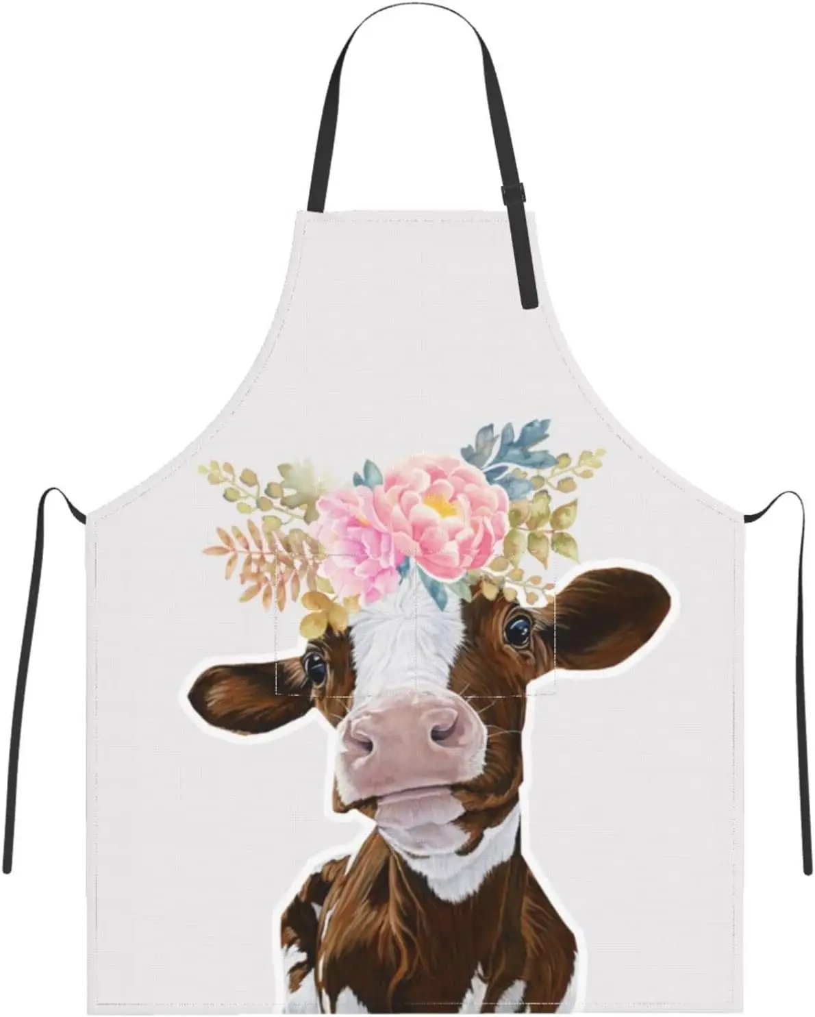 

Waterproof Cow Apron with Pockets for Adults, Chef Kitchen Apron for Cooking BBQ, Personalized Baking Gifts