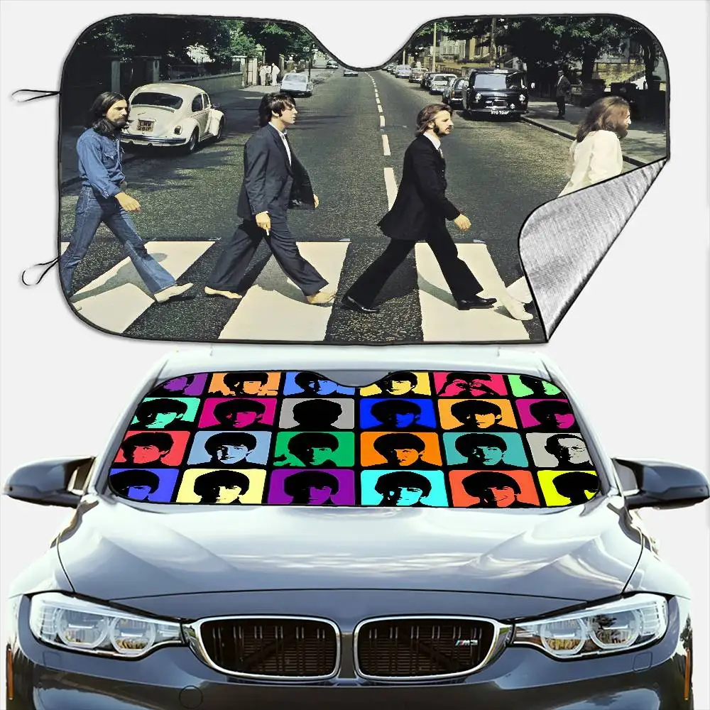 Rock Band Car SunShade Windshield Anti-UV Protection Front Shade Attachment Sun Visor The B-Beatles Abbey Road Protective Cover