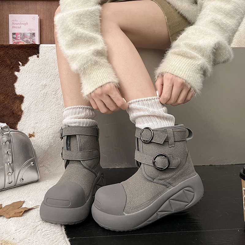 Fashion Thick Soled and Plush Thick Snow Boots for Women 2025 New Winter Warm and Non Slip Cotton Shoes for External Wear