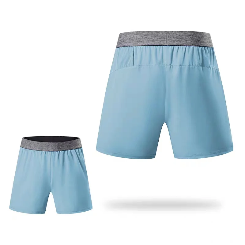 Summer men's casual sports pants, no underwear, quick drying fitness shorts, plus size running, three quarter belt lining