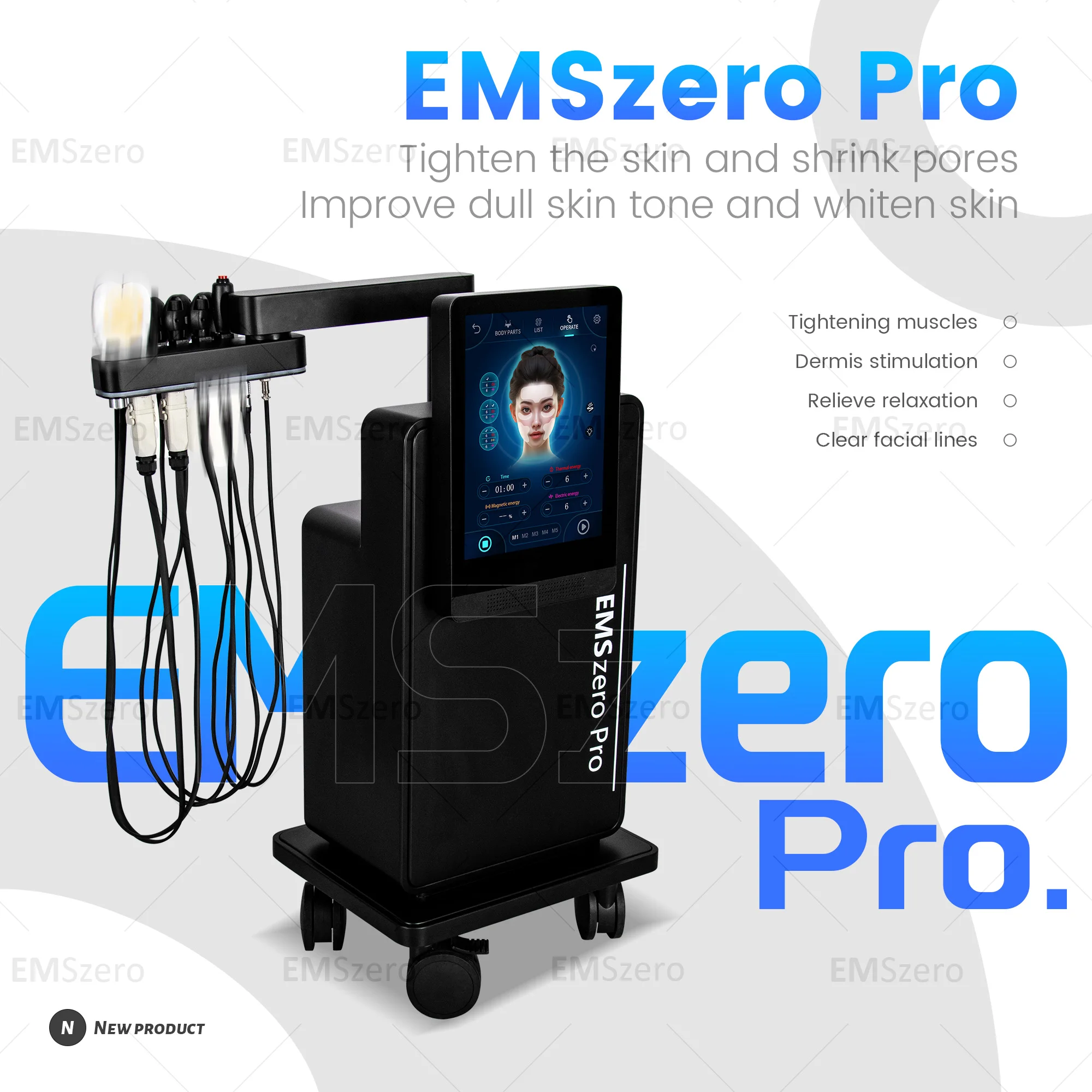 EMSzero Pro Wrinkle Removal Anti-aging Microcurrent Facial Lifting Skin Tightening Facial Machine Activate Collagen Beautify