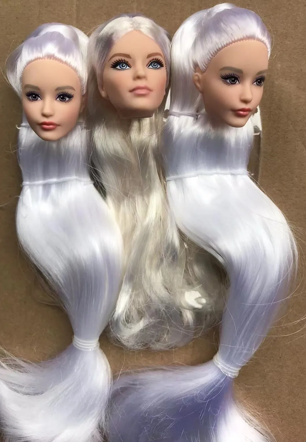 Pink White Looks Doll Heads White Long Hair Heads Toy Pink White Skin Doll Heads MENGF Joints Doll Body Girl Collection Toys