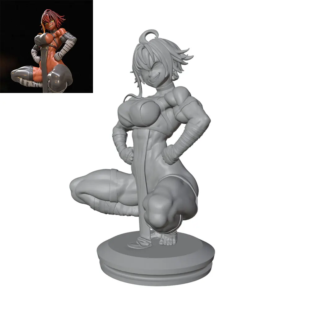 1/24/6Vitality short-haired girl, fighting female character miniature resin model kit, GK mini 3D printed gray statue, unpainted