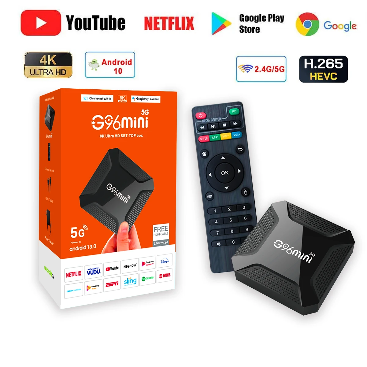 G96mini5G Smart TV box Android 13 Dual2.4G5G Wifi 4K HDR10+ Global Version 2GB 16GB Mini TV box Quad Core Stream Media