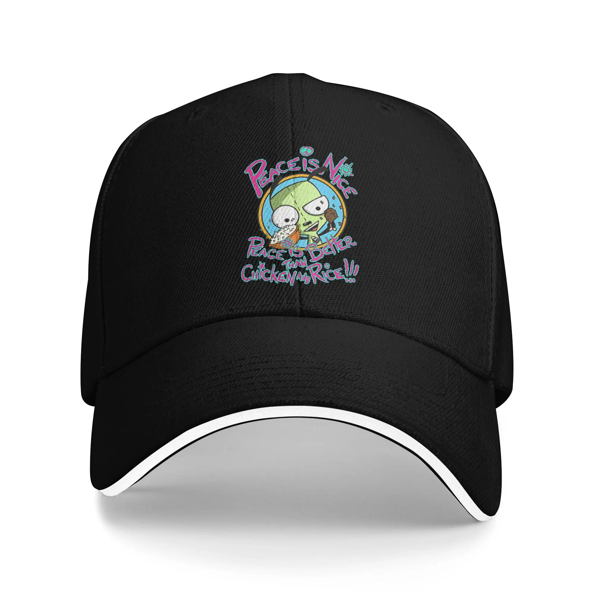Peace is Nice Invader Zim Baseball Caps Vintage Cartoon Sandwich Hat Unisex Style Polyester Hats Cap Outdoor