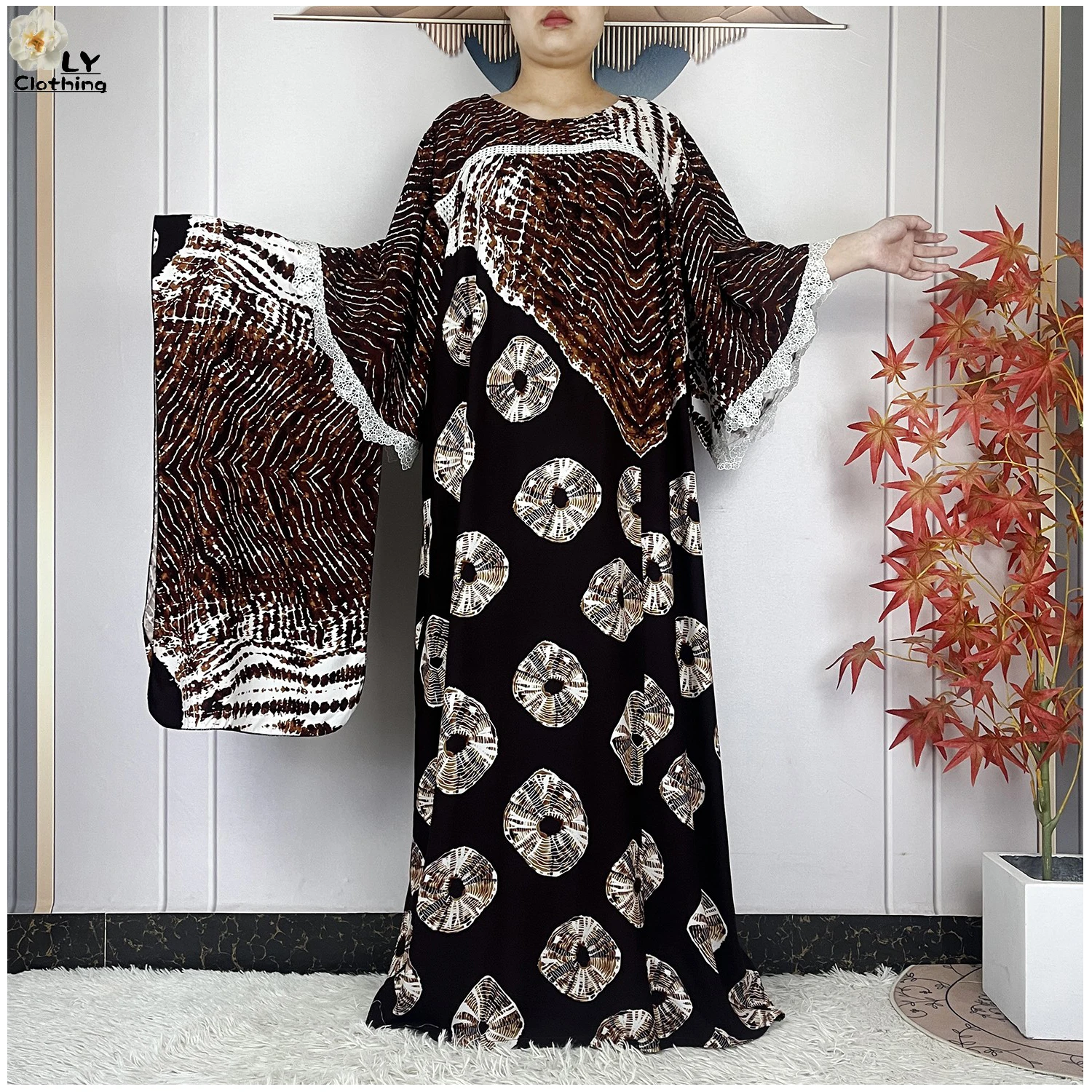 

Последний стиль Африканская Абая Свободное длинное платье Женщины Дубай Мода Повседневная Макси Чистый хлопок Тиснение Мусульманские женские платья с шарфом