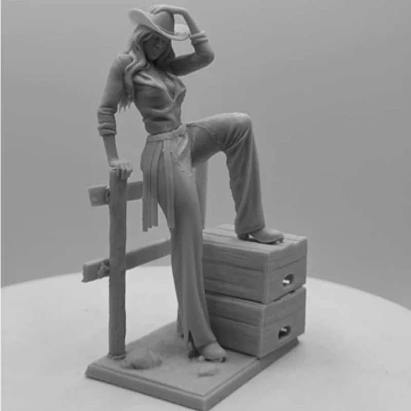 Beauty Series 1/24 Scale Resin Figure Model Kit Resting Cowgirl Pam Miniature GK Statue Unassembled and Unpainted 3D Printed Toy