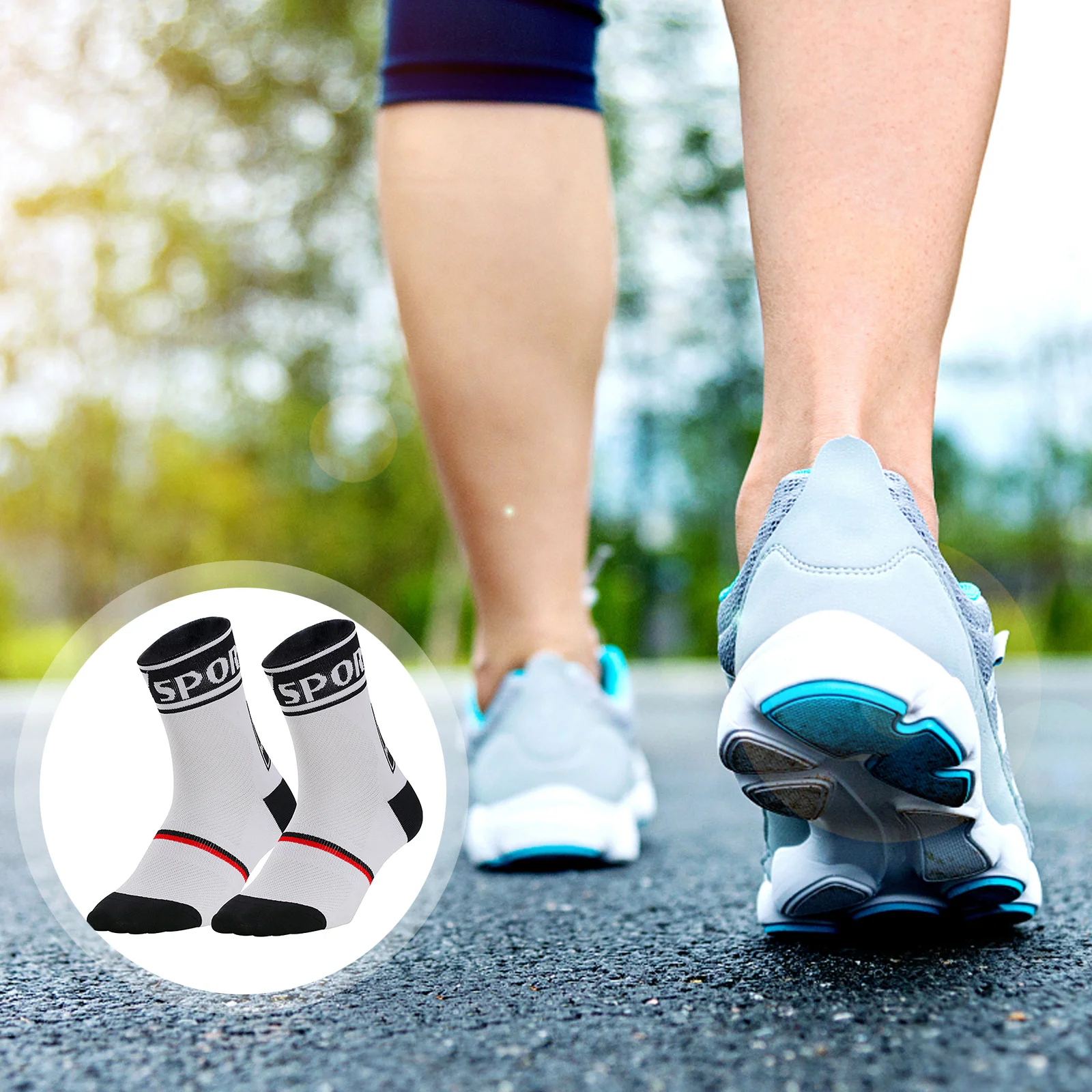 

1Pair Men Breathable Athletic Socks Nylon Running Cycling Sweat Absorption Moisture Wicking Unisex Midsocks Fitness Socks