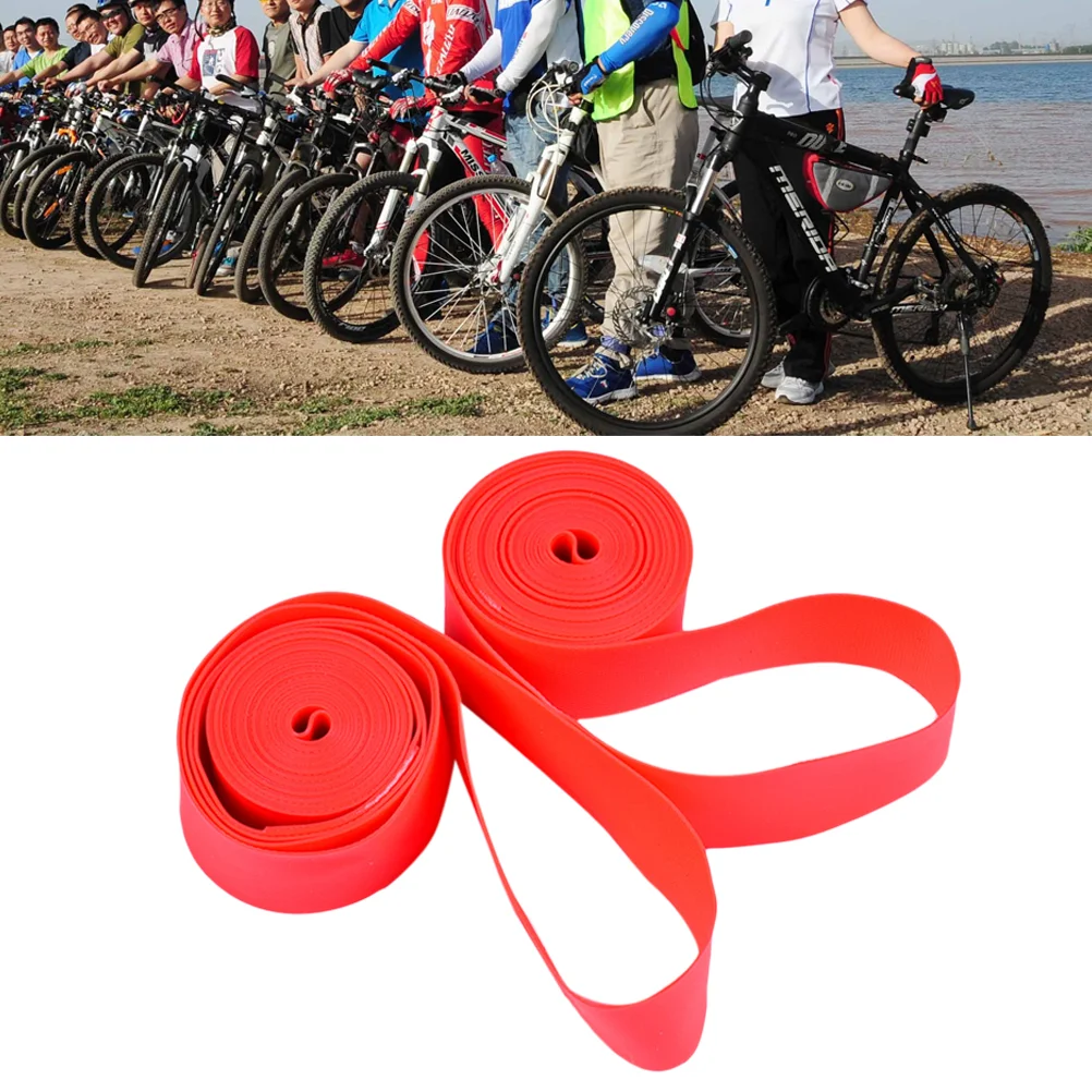 2 Pcs Rim Tape 26 Strip Cover for Bike Tyre Cycling Equipment Red Cushion Tires Protective