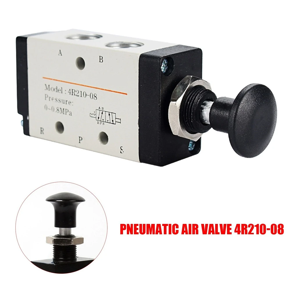 

Pneumatic Valve 4R210 08 Pneumatic Valve 2 Position 5 Way Push Pull with BSPT Connector and Stream Control Silencer