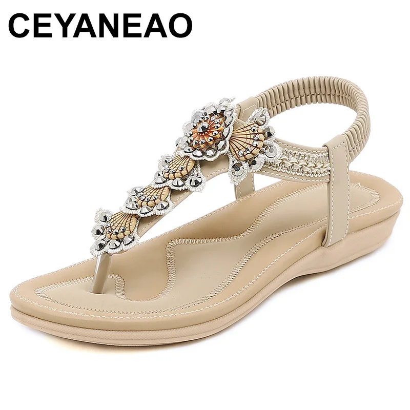 Summer Women Sandals  Flat Casual Shoes Bead Slip On Sandalias Sexy Flip-Flop Ladies Shoes for Women Chaussure Femme