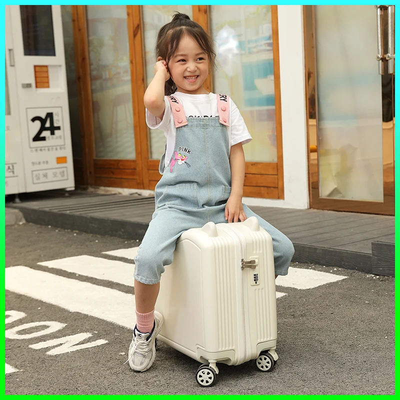 Kinderkoffer Kan Zitten En Rijden Op Bagage Voor Meisjes Kinderen Trolley Case Kleine Pc Cabine Reiskoffer 18/20 Inch