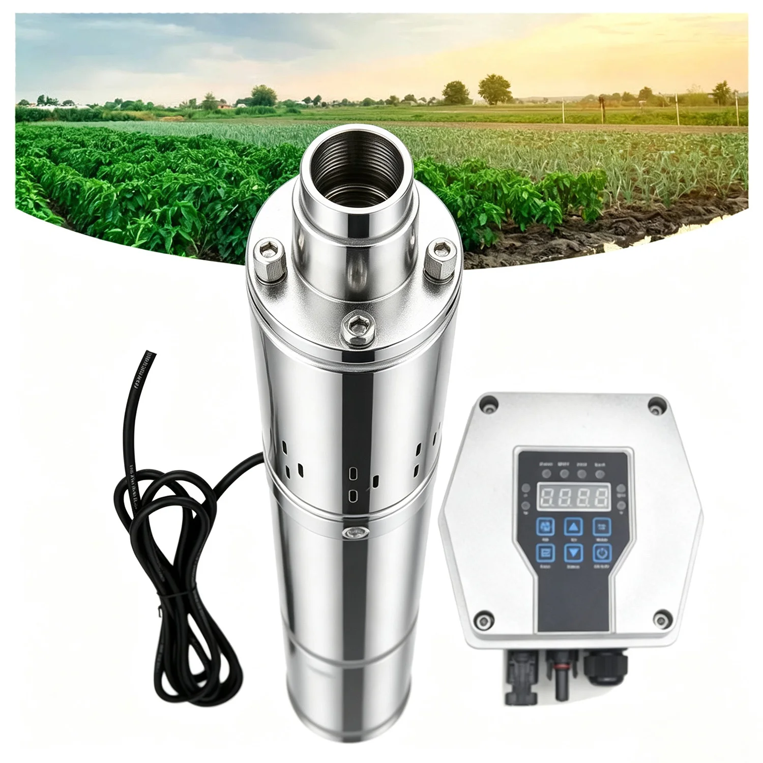 370W 550W 750W 1300W Solar Deep Well Drilling Pump with Floating Ball and MPPT Controller Maximum Water Flow of 2.3 Tons