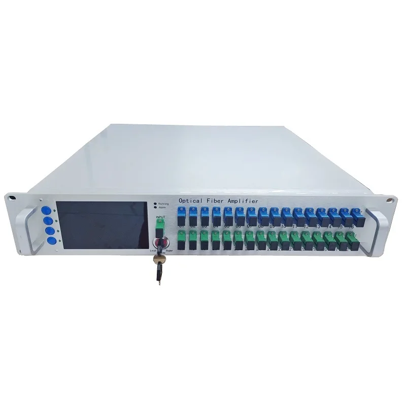 2U XGPON 1550nm optische versterker 10G XGS-PON CATV EDFA WDM 16 poorten CATV combiner voor FTTH triple play netwerk