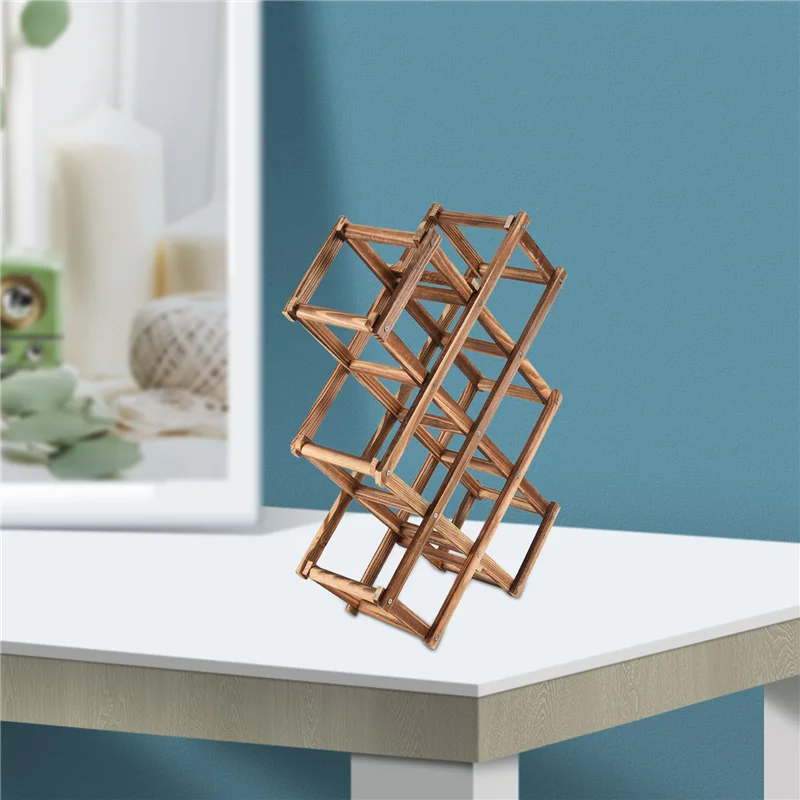 صنع-خشب النبيذ الأحمر الرف 10 زجاجة حامل جبل بار عرض الرف للطي الخشب النبيذ الرف الكحول بالقرب من الرعاية شرب زجاجة أصحاب