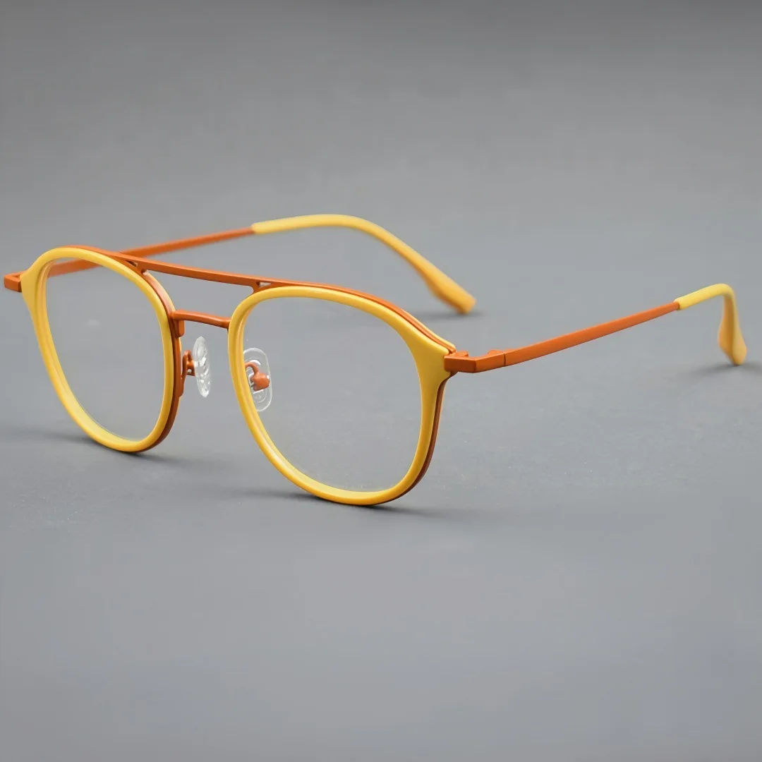 

Fashion Double Beam Round Frame Glasses Men Optical Prescription Custom Eyeglasses Women Myopia Reading Acetate Metal Eyewear