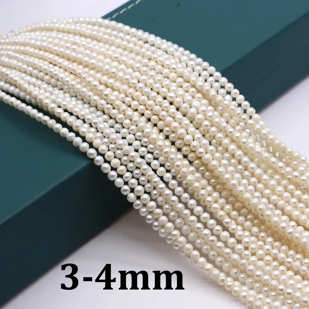 

3-4mm White Round Beads Natural Freshwater Pearls Loose Spacer Beads for Jewelry Making Supplies DIY Necklace Bracelet Accessory