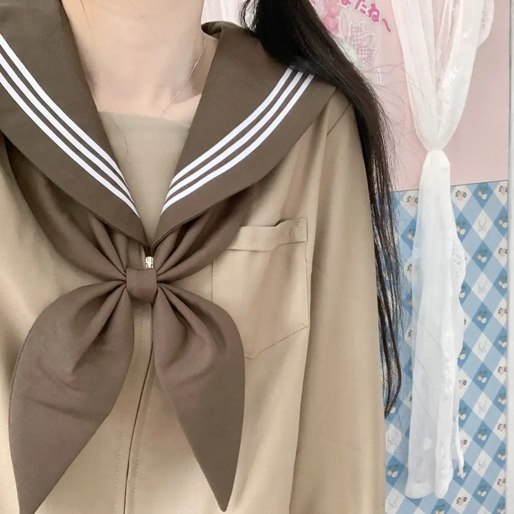 Japanse Uniform Bruin Seifuku School Matrozenpakje Vrouwen Koreaanse Student Jk Uniform Sailor Top Cosplay Winter Meisjes Geplooide Rok