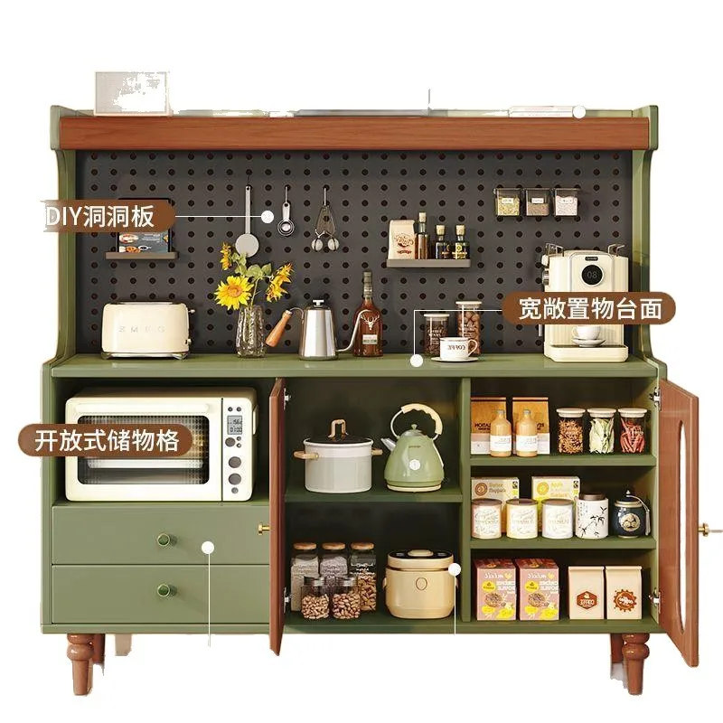 Solid wood dining side storage cabinet integrated storage tea cabinet kitchen storage cabinet against the wall