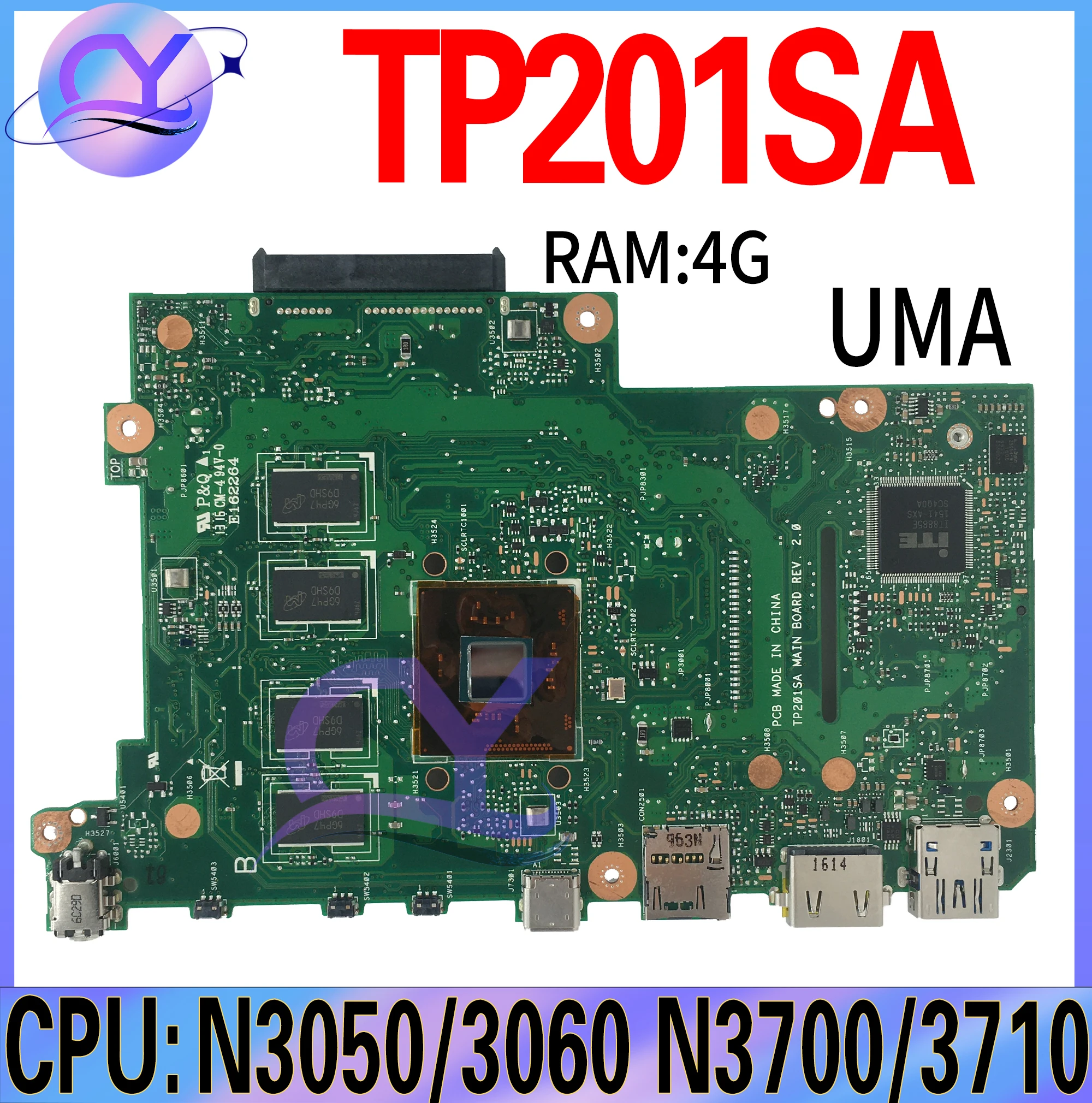 

TP201SA MAINboard For ASUS Transformer Book Flip TP201S TP201 Laptop Motherboard With N3700 CPU 4GB-RAM OK 100% Test Well