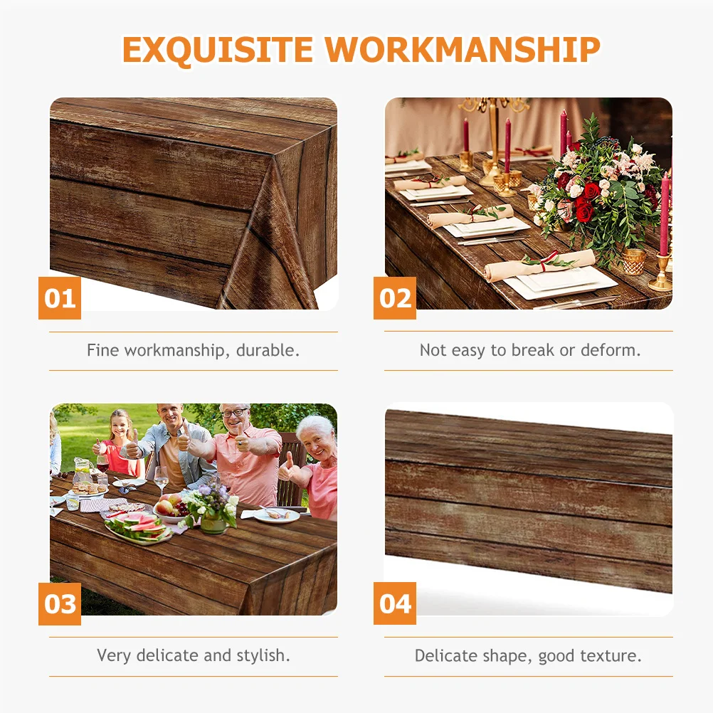 

3pcs Retro Farm Tablecloth Plastic Party Table Cover For Western Birthday Shower Decorative Tablecloths Theme Event Buffet