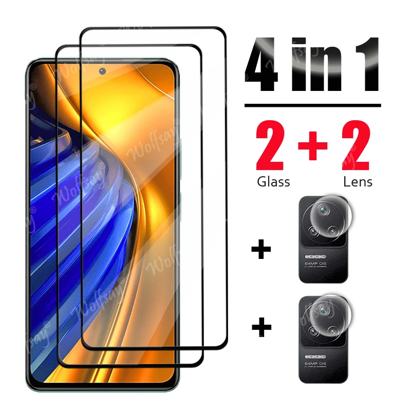 For Xiaomi POCO F4 Glass For POCO M5 M5S F4 5G X4 GT X4 M4 Pro X4 X3 M3 X5 F5 Pro Tempered Glass Screen Protector Lens Film