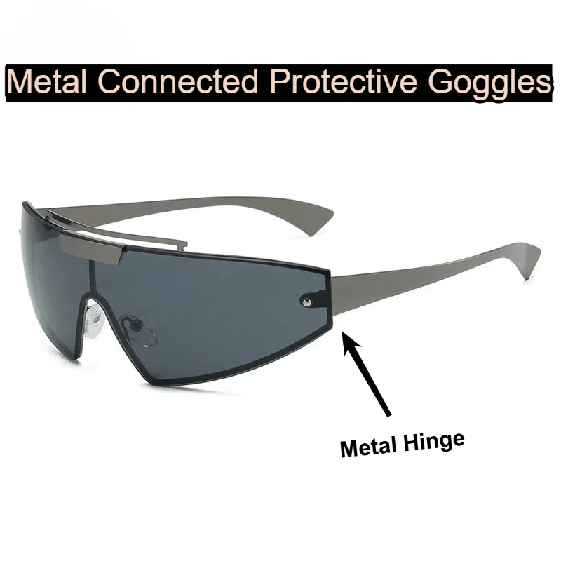 Punk-Stil Metall Schutzbrille verbundenes Stück rahmenlose umwickelte Sonnenbrille Sport Radfahren Sonnenbrille winddichte Schutzbrille