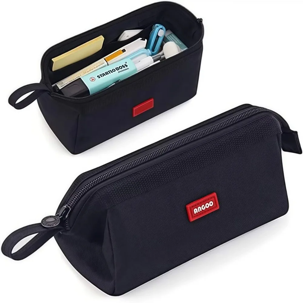 New Solid Color Pen Bag Multilayer Large Capacity Pencil Case Zipper Design Portable Stationery Organizer Students