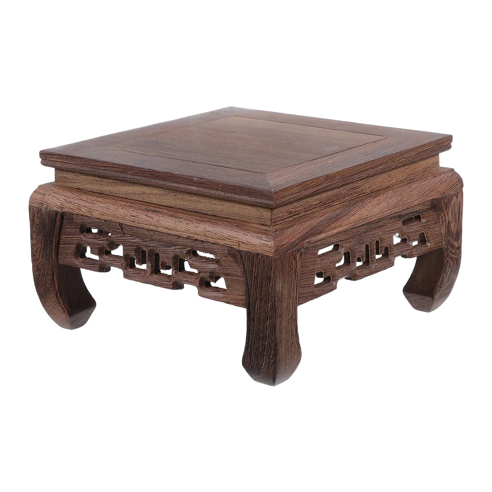Chinese Wood Display Base Retro Square Solid Wood Pedestal Flower Pot Stand Teapot Sculpture Riser Tabletop Decor Vintage