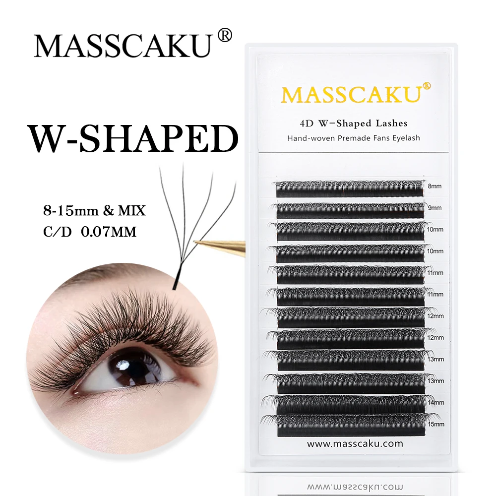 

High Quality 6D Faux Mink Individual Lashes W Shape Automatic Bloom Eyelashes Extensions Natural Soft Light Full Dense Lash