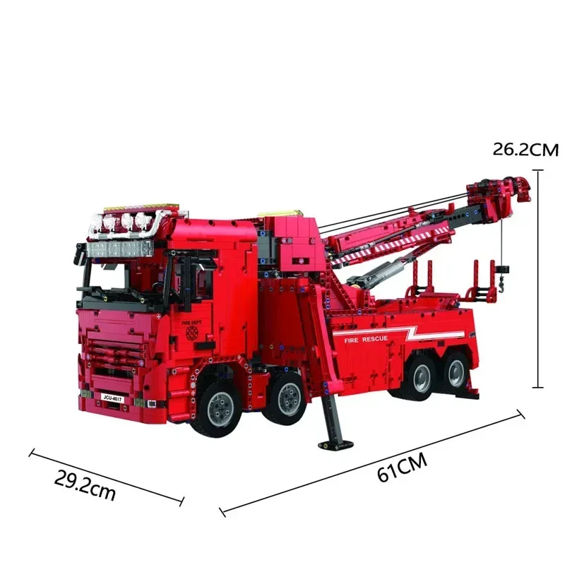 T4017 4960PCS Moc Technische 8x8 Straße Rettungs Lkw Kran Elektrische Fernbedienung Montage DIY Ziegel Bausteine Spielzeug für Erwachsene