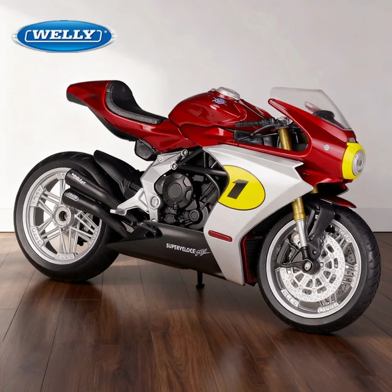 

WELLY 1:12 MV Agusta Superveloce Ago, модель гоночного мотоцикла из сплава, литая под давлением металлическая уличная спортивная модель мотоцикла, детские подарки