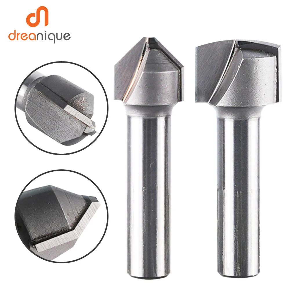 Dreanique 1pc 8mm Shank, V-GROOVE Bit for ACM Panels Fording, 90/108 Degree Rectangular GROOVE Panel Bending Router V Bit