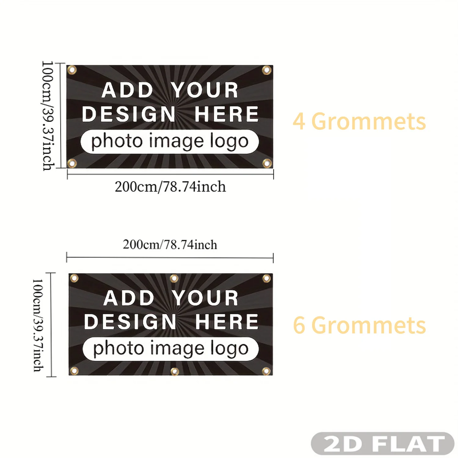 1pc 2D FLAT Custom Outdoor Banner, 100x200cm Banner with 4/6 Grommets, for Various Events, Festive, Business and Matches